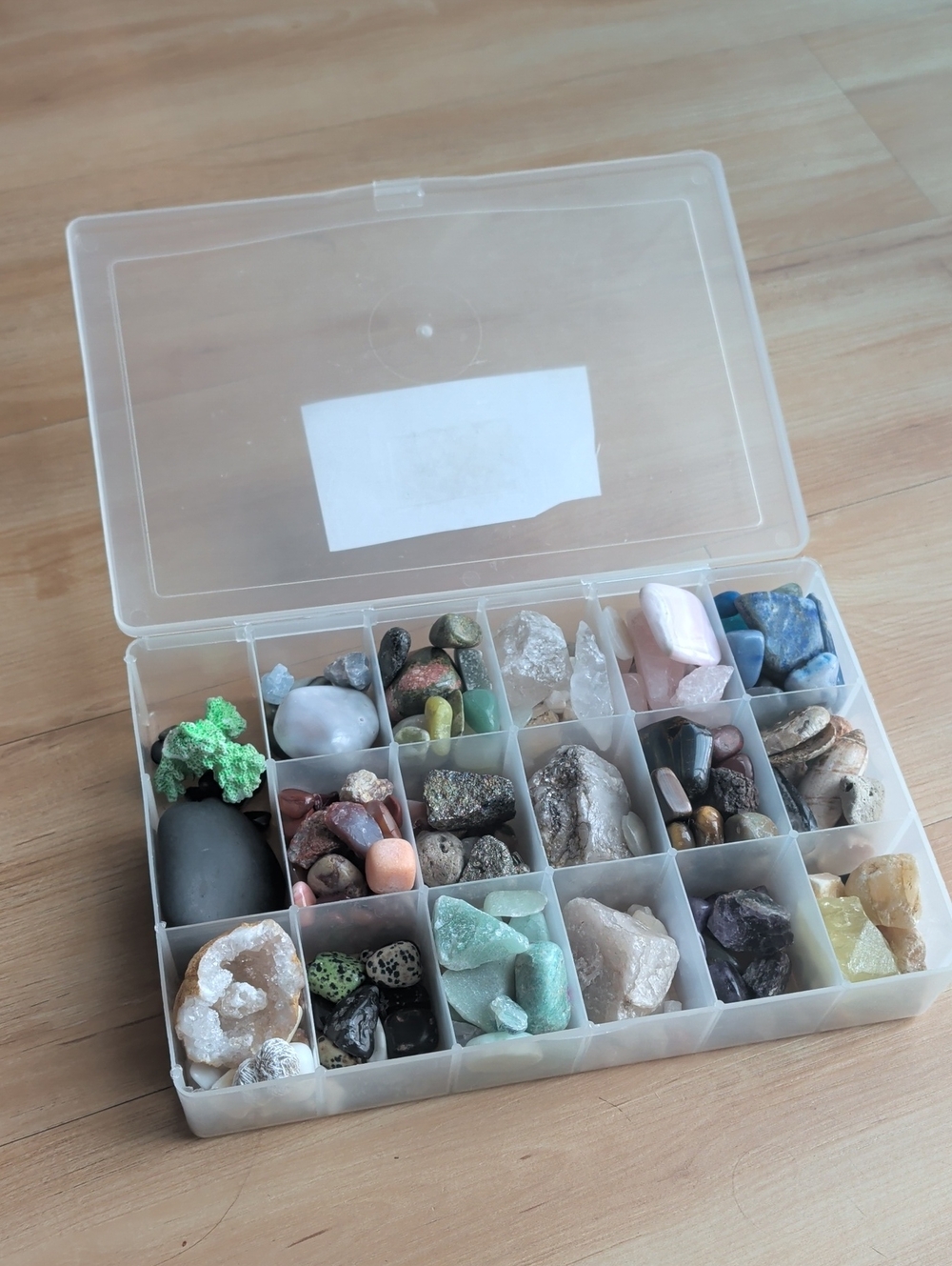 5lb Natural Gemstone & Crystal Collection w/ Storage Case | Tumbled & Raw Minera